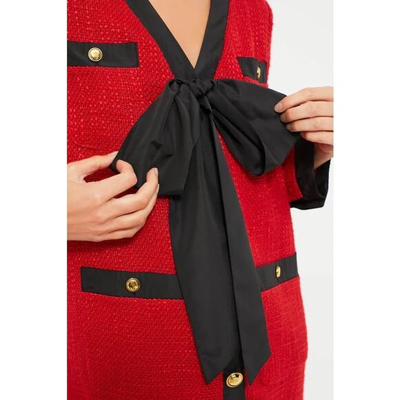 TUCKERNUCK Pomander Place Red Coco Tweed Bow Dress Size Large - Picture 5 of 9